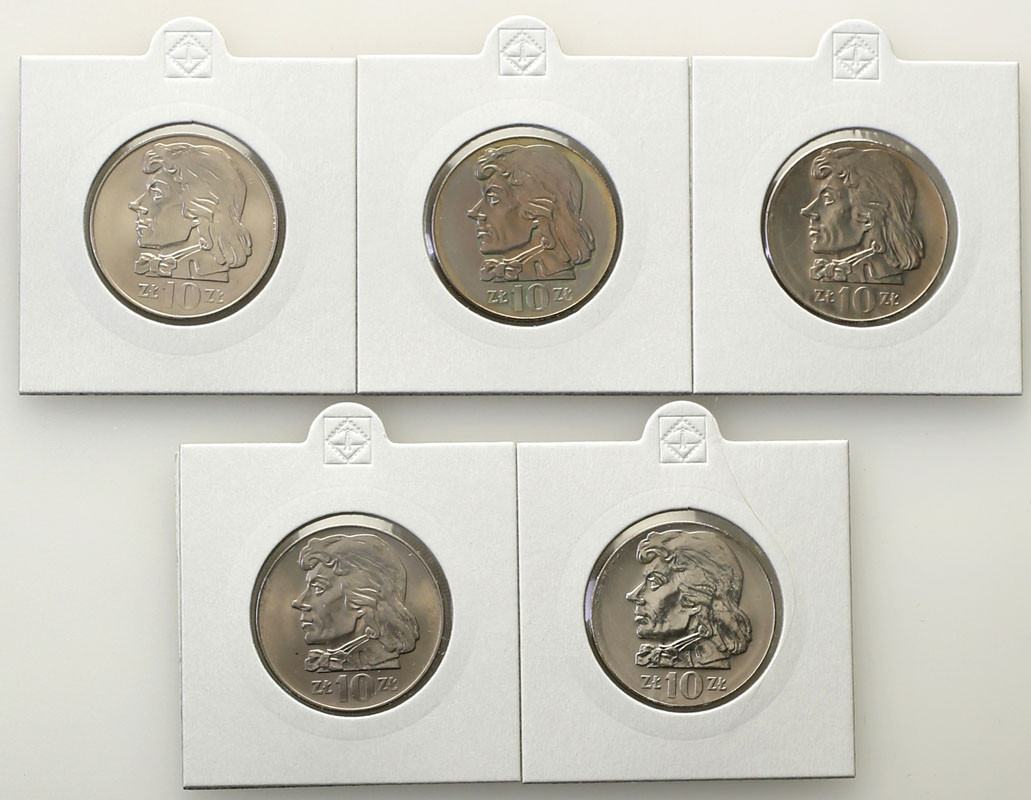 PRL. 10 złotych 1969-1973 Kościuszko, zestaw 5 monet
